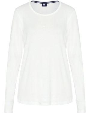 Polo Sylt Langarmshirt im Label-Design - Weiß