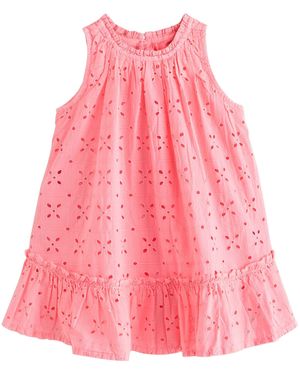 Next Spitzenkleid Ärmelloses Kleid mit Lochstickerei 100 % Baumwolle (1-tlg) - Pink