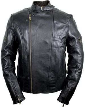 Md'M Motorradjacke aus echtem Motorrad Leder Jacke mit Protektoren - Schwarz