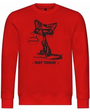 deinshirt Rundhalspullover Pullover Katze not today Mit Print Motiv, Grafik - Rot