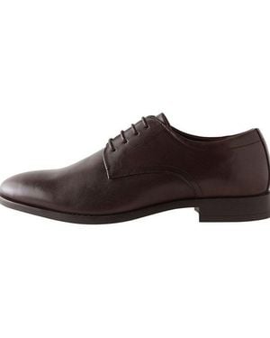 Next Derbyschuhe Aus Leder, Weite Passform Schnürschuh - Braun