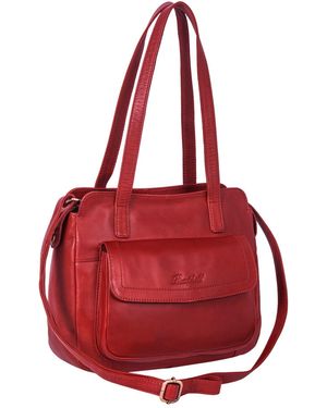 Benthill Handtasche Echt Leder Henkeltasche ä Vintage Tasche ängetasche - Rot