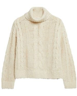 S.oliver Longpullover Strickpullover Rollkragenpullover Mit Zopfmuster - Weiß