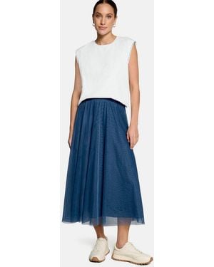 Zero Midirock Damen Mit Elastischem Bund Material - Blau
