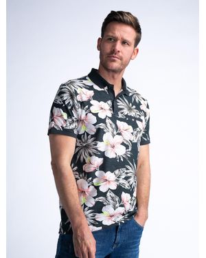 Petrol Industries Poloshirt mit Botanikmuster Rove - Schwarz