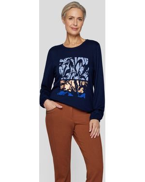 Rabe Langarmshirt mit Frontprint - Blau