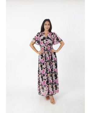 Elara Maxikleid — Damen Sommerkleid Mit Blumenmuster, V-Ausschnitt Und Volantärmeln - Weiß