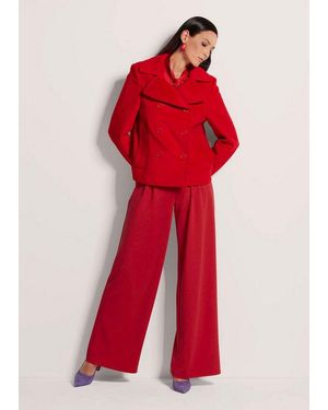 Madeleine Outdoorjacke Elegante Caban-Jacke Mit Taschen Wolljacke Zweireihig Mit Reverskragen Und Taschen - Rot