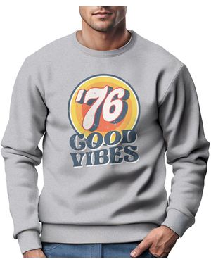 Neverless Sweatshirt Aufdruck Print Good Vibes Retro Vintage Grafik - Grau
