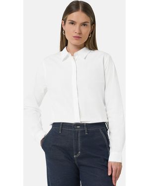 Comma, Langarmbluse Bluse Hemdbluse mit Raff-Detail im Rücken - Weiß
