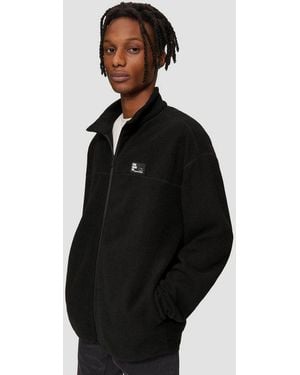QS Sweatjacke Sweatshirt Jacke Fleecejacke Mit Stehkragen - Schwarz