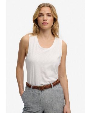 Superdry Tanktop Scoop Neck Tank Baumwollmischung, Regular Fit - Weiß