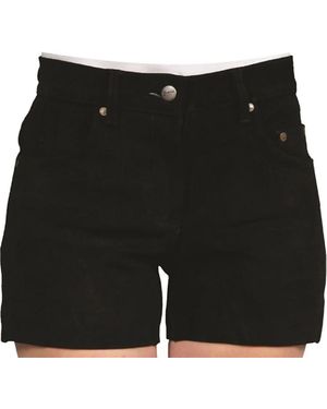 Fuente Leather Wears Lederhose Damen Lederhose Kurz, Trachtenlederhose, 5 Pocket, Braun - Schwarz