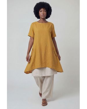 YC Fashion & Style Leinenkleid – luftiges Oversized Tunika-Kleid – One Size 34–44 dekorative Knopfdetails - Mehrfarbig