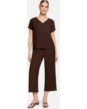 Zero Schlupfbluse Damen Kurzarm - Braun