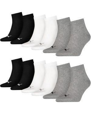 PUMA Freizeitsocken Quarter Socken (6-Paar) mit Cat-Logo und -Schriftzug - Grau