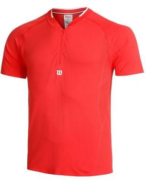 Wilson T-Shirt Players Seamless Zip Henley 2.0 - Rot