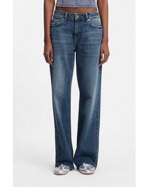 HUGO Loose-Fit-Jeans Gamala Mit Ausgefranstem Saum, Baggy-Fit - Blau