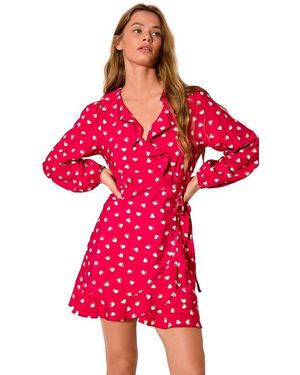 Next Minikleid Langärmeliges Wickel-Minikleid (1-Tlg) - Rot