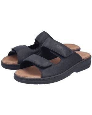 Rieker Pantolette Sommerschuh, Hausschuh Mit Klettverschlüsse - Blau