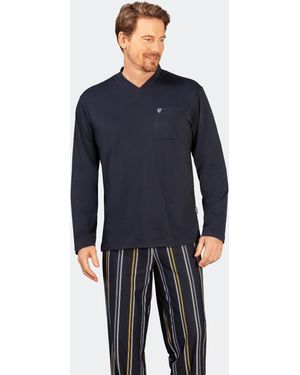 Hajo 5-Pocket-Hose Schlafanzug, Klima Komfort - Blau