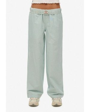 Superdry Cargohose Cotton Stripe Elastic Trouser Aus Baumwolle Und Jersey, Relaxed Fit, Gestreifte Optik - Grün