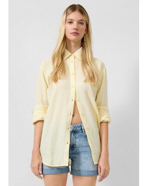QS Langarmbluse Bluse Musselin-Bluse - Natur