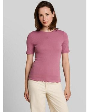 Tom Tailor T-Shirt T-Shirt (Im Einserpack) Slim Fit T-Shirt Mit Stickerei - Pink