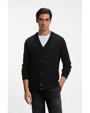 BOSS Strickjacke Avac Mit Schurwolle, Regular Fit, Zeitloses Design - Schwarz