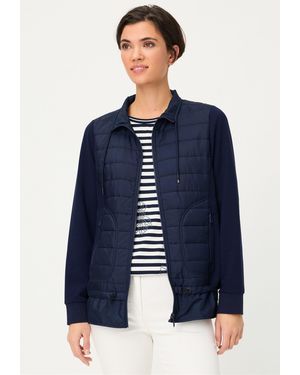 Olsen Sweatjacke Jerseyjacke im Material-Mix - Blau