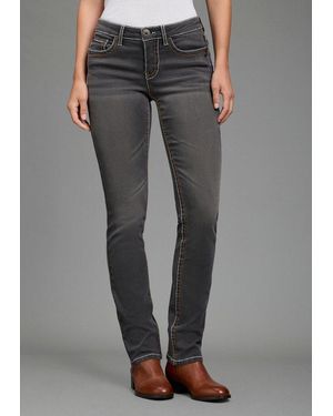 Arizona Gerade Jeans Kontrastnähte Niedrige Leibhöhe - Grau