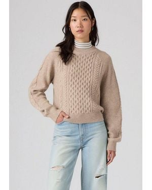 Levi's Rundhalspullover Jolie Cable Crewneck Sweater Mit Zopfmuster, Weicher Materialmix - Blau