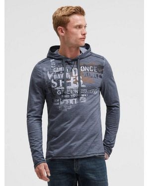 Camp David Rundhalsshirt Mit Kapuze - Blau