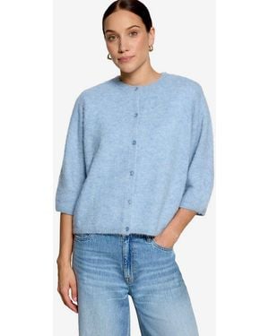 Zero Strickjacke 3/4 Arm-Cardigan Mit Knöpfen Mit Wolle - Blau