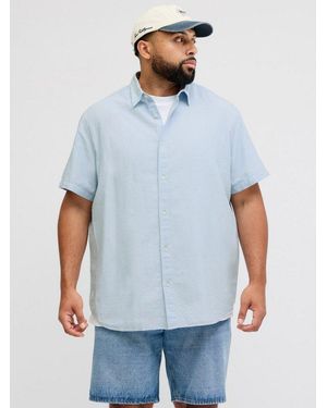 Jack & Jones Kurzarmhemd Jjebreeze Linen Blend Shirt S/S Sn Pls Mit Leinen, Regular Fit - Weiß