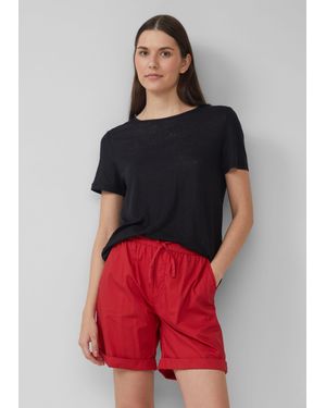 S.oliver Kurzarmshirt Jersey-T-Shirt aus Leinen - Rot