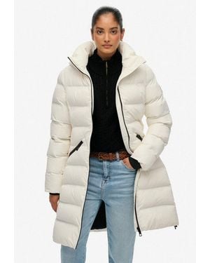 Superdry Steppjacke City Mid Padded Jacket Kunstfaser, Relaxed Fit - Weiß