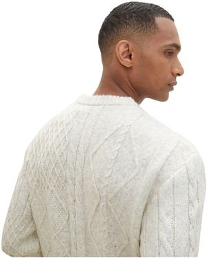 Tom Tailor Strickpullover mit recyceltem Polyester - Weiß