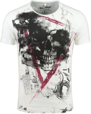Key Largo T-Shirt Hype Skull Print vintage Look MT00340 Rundhals-Auschnitt bedruckt kurzarm slim fit - Grau