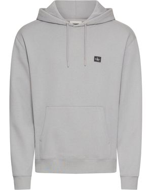 Calvin Klein Kapuzensweatshirt 400GSM TERRY BADGE HOODIE Mit Rundhalsausschnitt - Grau