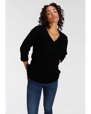 Flashlights V-Ausschnitt-Pullover Bequem geschnitten - Schwarz