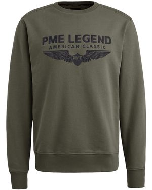 PME LEGEND Strickpullover CREWNECK SOFT TERRY WITH LOGO aus Baumwolle - Grün