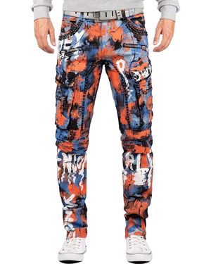 Cipo & Baxx Regular-fit-Jeans Hose BA-CD587 (1-tlg) bunt mit Nieten Zipper und Seitentaschen - Blau