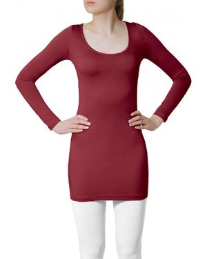 Caspar Langarmshirt MUSE SRT012 langes Basic Shirt - Rot