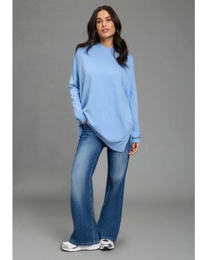 Flashlights Strickpullover Perfekt Für Den Übergang Mit Lockerem Oversize Schnitt, Aus Leichter Viskosemischung - Blau