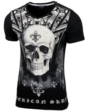 Baxboy T-Shirt T-Shirt Mit Aufwendigem Strass-Design 2312 - Schwarz