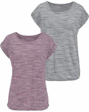 Beachtime Kurzarmshirt mit Struktureffekt (2er-Pack) aus pflegeleichter Qualität - Lila