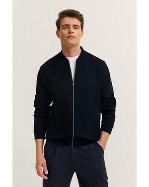 Bugatti Sweatjacke Modern Fit Mit Collegekragen Und Reißverschluss - Blau