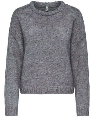 ONLY Strickpullover Onlsmilla Ls Loose O-Neck Cs Knt Materialmix, Verkürzte Form - Grau