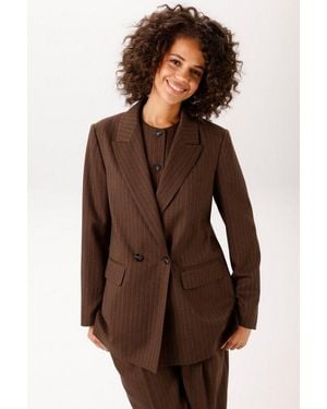 Aniston CASUAL Longblazer Im Edlen Nadelstreifen-Dessin - Braun